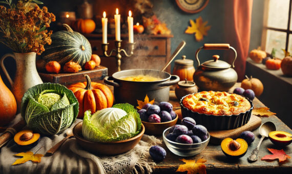 Herbstküche mit Kürbis, Pflaumen und Wirsing