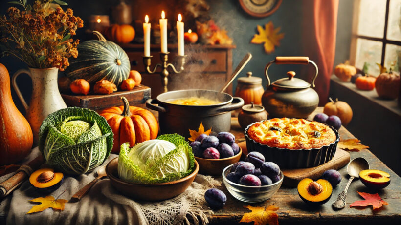 Herbstküche mit Kürbis, Pflaumen und Wirsing